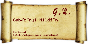 Gabányi Milán névjegykártya